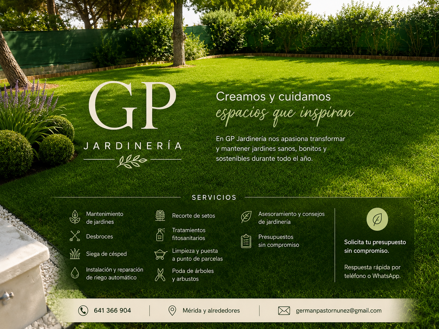 Jardín mantenido por GP Jardinería en Mérida